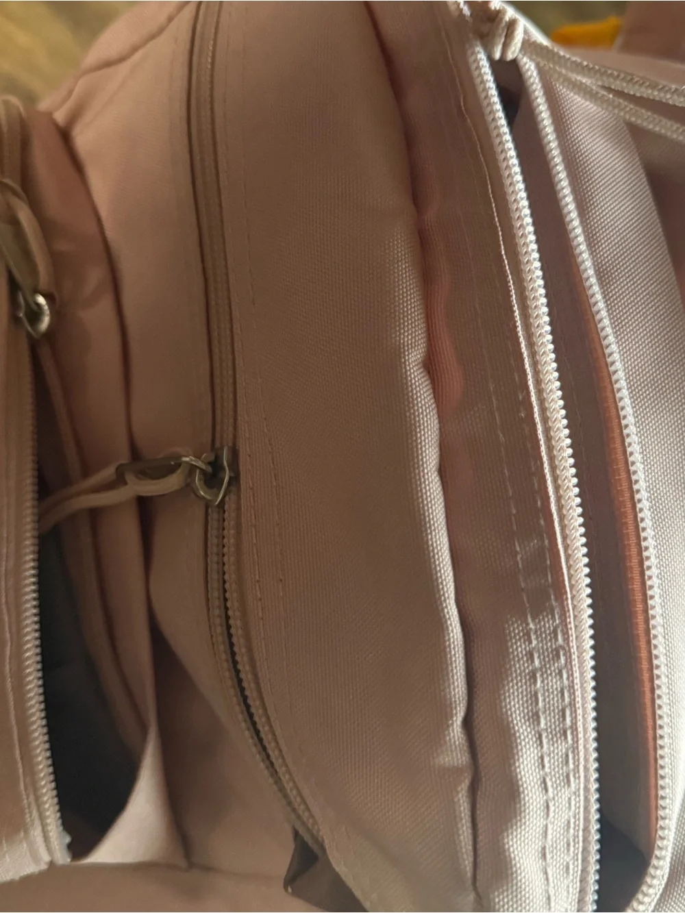 Jansport Blush Pink Daisy Backpack with Brown Base